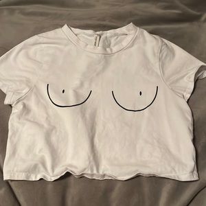 White “ boob “ crop top
